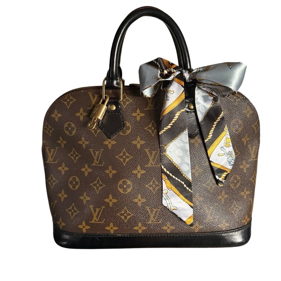 Authentic Louis Vuitton Alma PM Monogram Brown & Black Bag with Brass Lock & Key - Picture 3 of 15